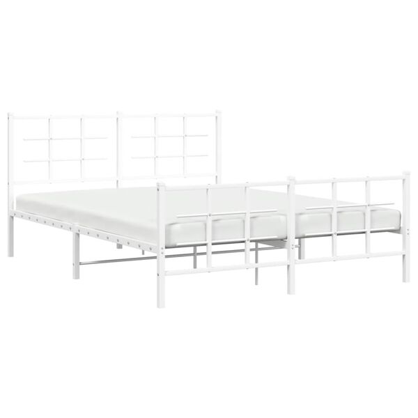 vidaXL Estructura cama sin colch&oacute;n con estribo metal blanco 150x200 cm
