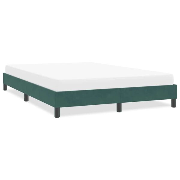 vidaXL Estructura cama sin colch&oacute;n terciopelo verde oscuro 160x220 cm