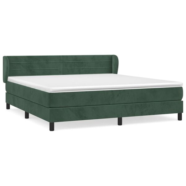 vidaXL Cama box spring con colch&oacute;n terciopelo verde oscuro 160x200 cm