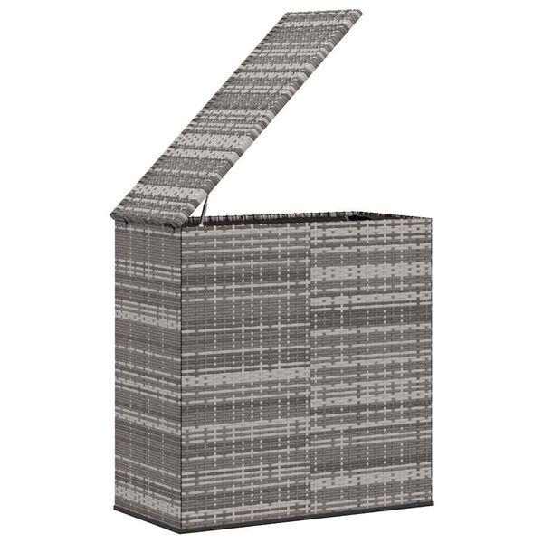 vidaXL Baúl de cojines para jardín de ratán PE gris 100x49x103,5 cm