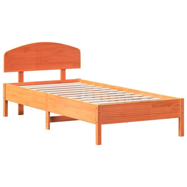 vidaXL Cama sin colch&oacute;n madera maciza de pino marr&oacute;n cera 100x200 cm