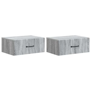 vidaXL Mesita de Noche de Pared 2 pcs Gris Sonoma 49 x 34,5 x 20 cm