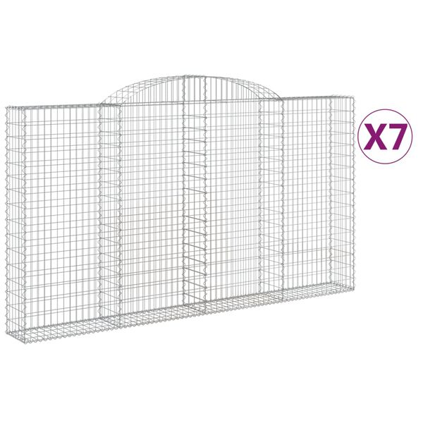 vidaXL Cestas de gaviones 7 uds forma de arco hierro 300x30x160/180 cm