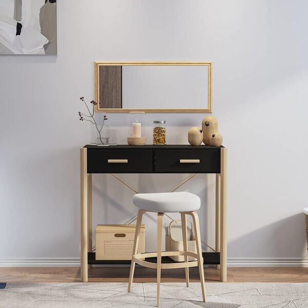 vidaXL Mesa consola de madera contrachapada negro 82x38x75 cm