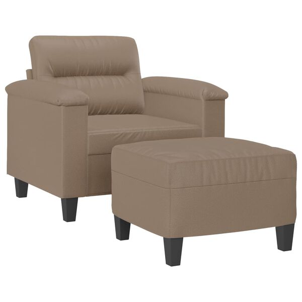 vidaXL Sill&oacute;n con taburete cuero sint&eacute;tico color capuchino 60 cm