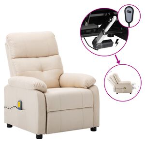 vidaXL Sill&oacute;n de masaje el&eacute;ctrico tapizado en tela color crema