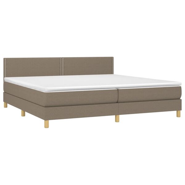 vidaXL Cama box spring con colch&oacute;n LED tela gris taupe 200x200 cm