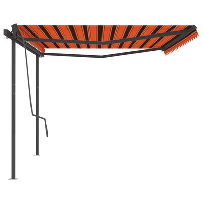 vidaXL Toldo manual retráctil con postes naranja y marrón 5x3 m