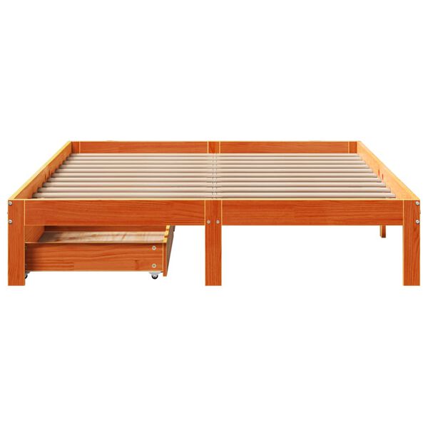 vidaXL Estructura cama con cajones madera pino marr&oacute;n cera 140x190 cm