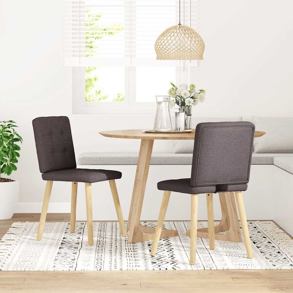 vidaXL Sillas de comedor 2 unidades tela marr&oacute;n oscuro