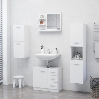 vidaXL Espejo de baño madera contrachapada blanco 60x10,5x45 cm