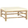 vidaXL Set de muebles de jardín 4 piezas bambú y cojines blanco crema