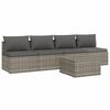 vidaXL Set de muebles de jard&iacute;n 5 pzas y cojines rat&aacute;n sint&eacute;tico gris