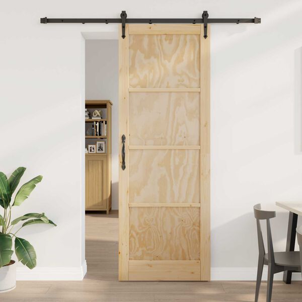 vidaXL Puerta Corredera ORKDAL Natural y negro 83 x 232 cm