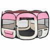 vidaXL Parque de perros plegable y bolsa transporte rosa 125x125x61cm