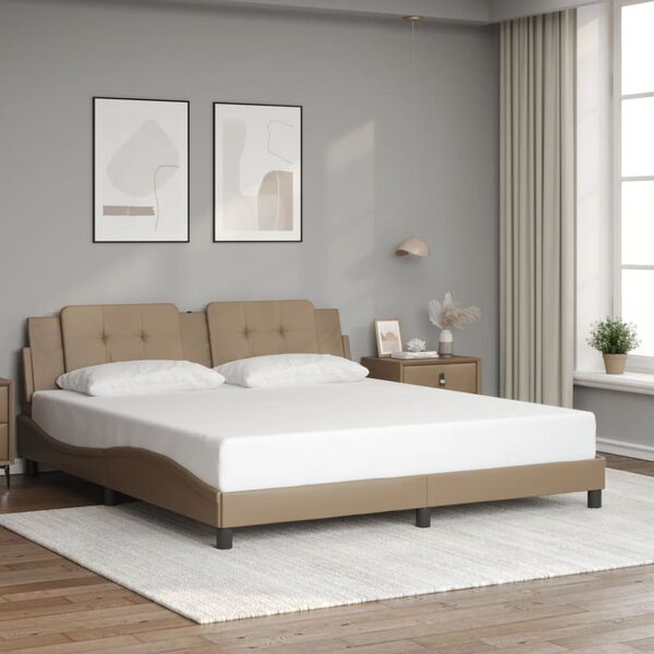 vidaXL Estructura de cama con LED sin colch&oacute;n Zadar capuchino 180x200 cm