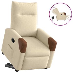 vidaXL Sill&oacute;n el&eacute;ctrico reclinable elevable de tela color crema