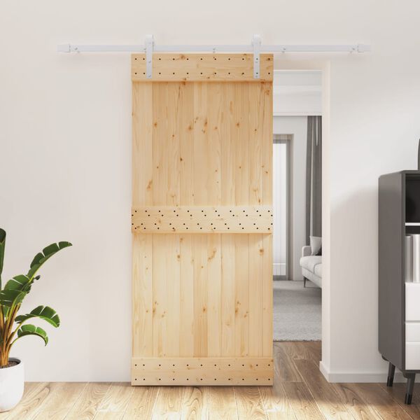 vidaXL Puerta corredera con herrajes madera maciza de pino 90x210 cm
