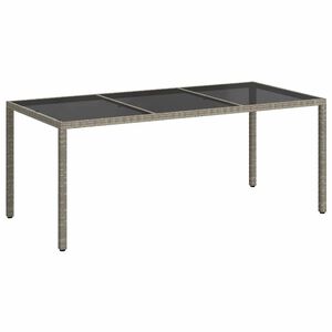 vidaXL Mesa jard&iacute;n vidrio templado rat&aacute;n sint&eacute;tico gris 190x90x75 cm