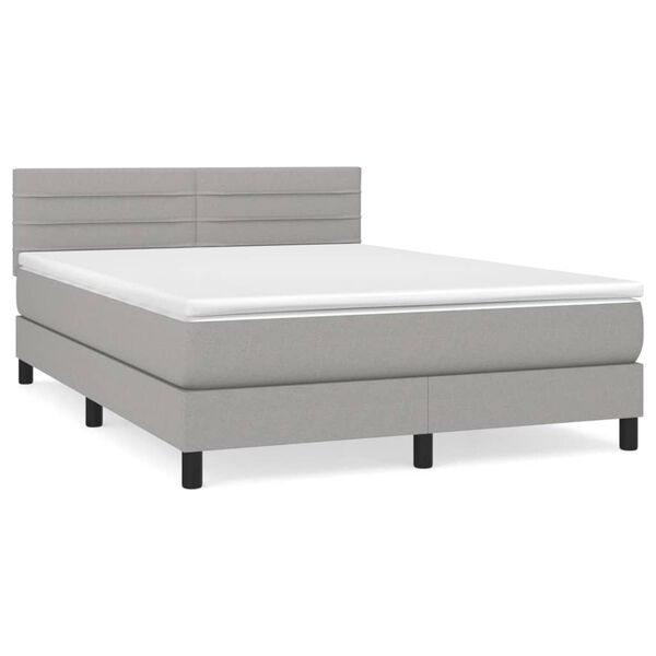 vidaXL Cama box spring con colch&oacute;n tela gris claro 140x190 cm