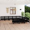 vidaXL Juego de muebles de jard&iacute;n 11 pzas madera de pino maciza negro
