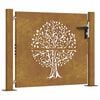 vidaXL Puerta de jardín 100x75 cm de acero corten con diseño de árbol