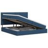 vidaXL Cama con almacenamiento y colch&oacute;n Azul 200 x 200 cm tela