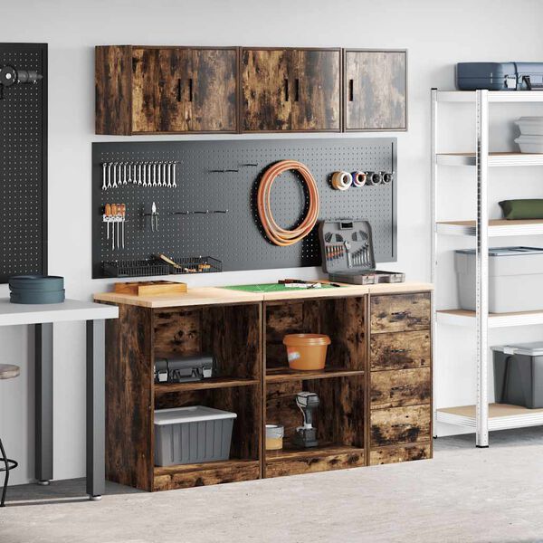 vidaXL Armarios 6 uds para garaje madera ingenier&iacute;a roble ahumado