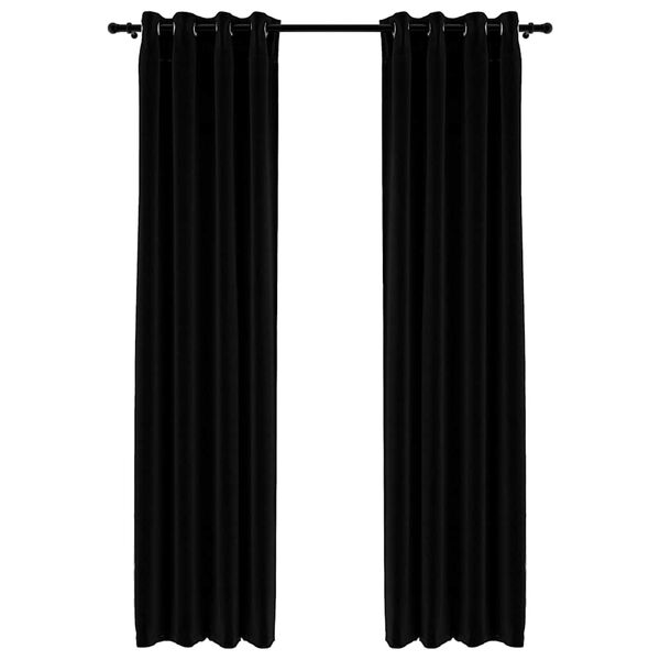 vidaXL Cortinas opacas con ojales look de lino 2 pzas negro 140x245 cm