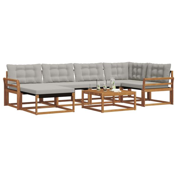 vidaXL Conjunto de sof&aacute;s de exterior 7 pcs Gris Natural y Claro