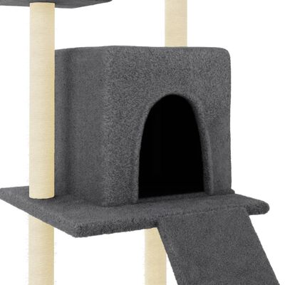 vidaXL Rascador para gatos con postes de sisal gris oscuro 110 cm