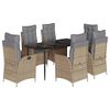 vidaXL Set comedor de jard&iacute;n 7 pzas con cojines rat&aacute;n sint&eacute;tico beige