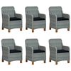 vidaXL Set comedor jard&iacute;n 7 pzas y cojines rat&aacute;n sint&eacute;tico gris claro