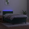 vidaXL Cama box spring colch&oacute;n y LED terciopelo verde oscuro 90x200 cm