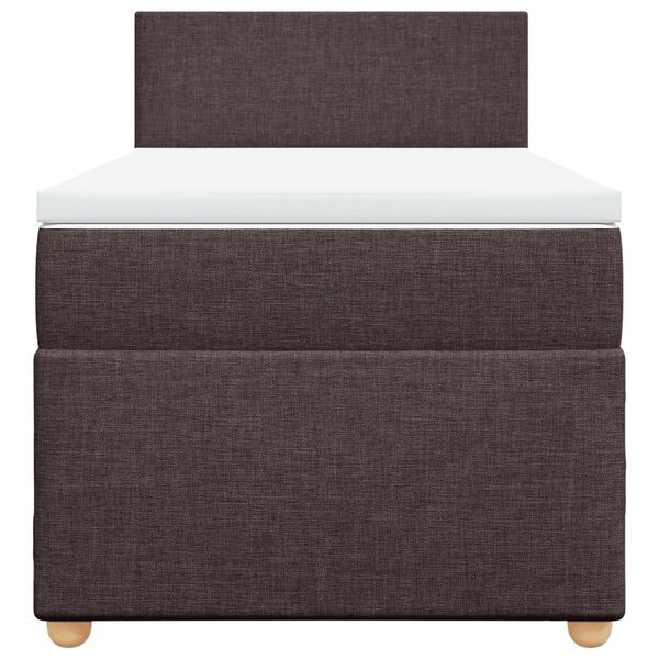 vidaXL Cama box spring con colch&oacute;n tela marr&oacute;n oscuro 80x200 cm