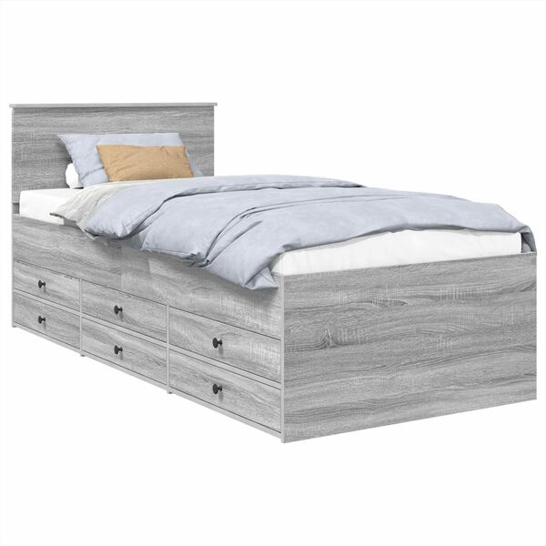vidaXL Sof&aacute; cama Sonoma Gris y Negro 90 x 200 cm Madera de ingenier&iacute;a