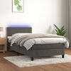 vidaXL Cama box spring colch&oacute;n y LED terciopelo gris oscuro 90x190 cm