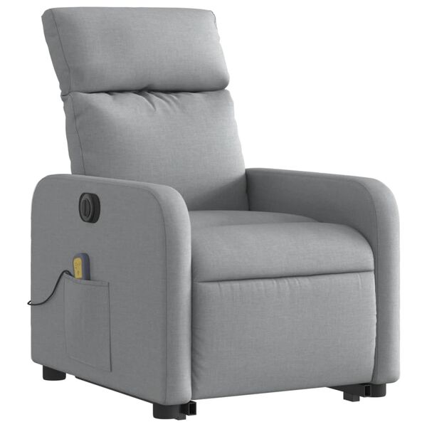 vidaXL Sillón de masaje eléctrico reclinable elevable tela gris claro