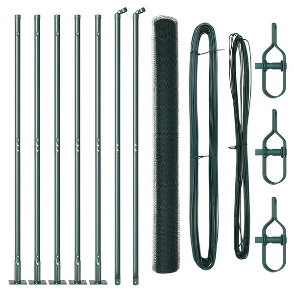 vidaXL Poste de Valla Verde 10 x 1,5 m (malla de 25 mm) Acero y PVC