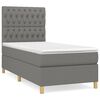 vidaXL Cama box spring con colch&oacute;n tela gris oscuro 90x200 cm
