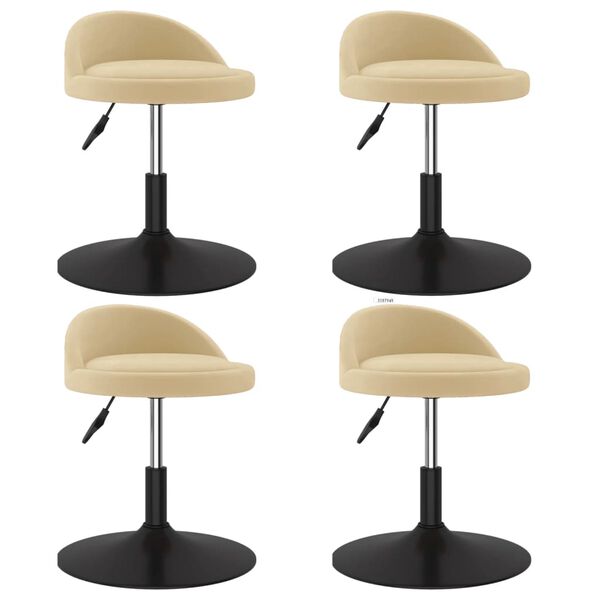 vidaXL Sillas de comedor giratorias 4 unidades terciopelo color crema