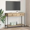 vidaXL Mesa Consola con caj&oacute;n Roble artesanal 100 x 34,5 x 75 cm