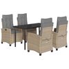 vidaXL Set comedor de jard&iacute;n 5 pzas con cojines rat&aacute;n sint&eacute;tico beige