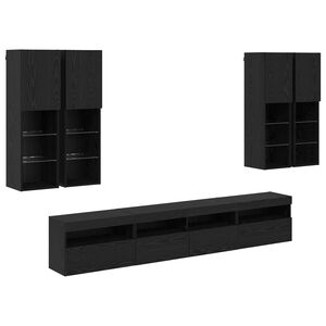vidaXL Conjunto de mueble de TV en la pared con luces LED 7 pcs