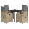 vidaXL Set comedor de jard&iacute;n 5 pzas con cojines rat&aacute;n sint&eacute;tico beige