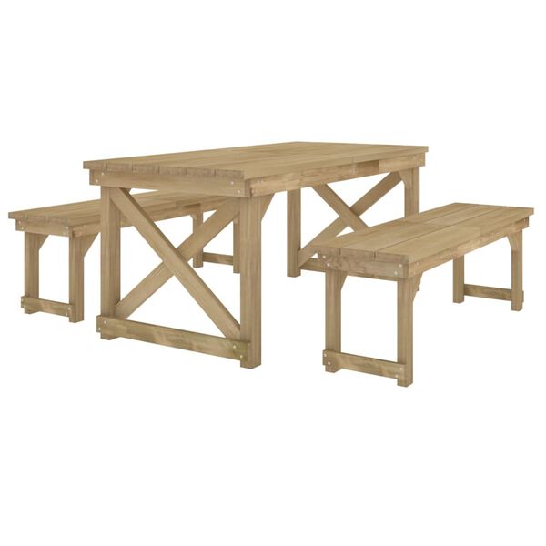 vidaXL Set de comedor para jard&iacute;n 3 pzas madera maciza pino impregnada