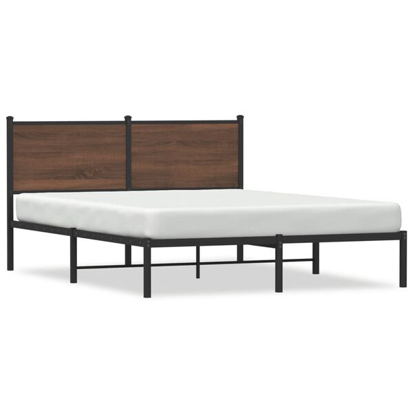 vidaXL Estructura de cama sin colch&oacute;n metal marr&oacute;n roble 150x200 cm