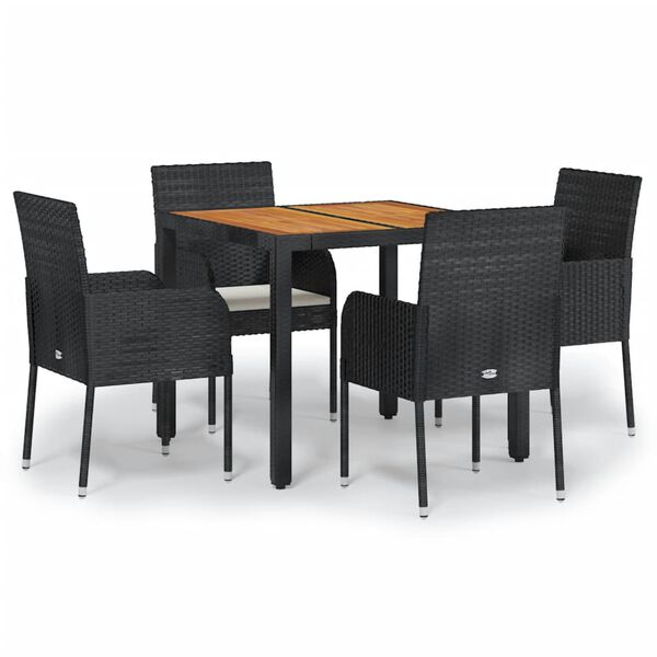 vidaXL Set de muebles jardín 5 pzas con cojines ratán sintético negro