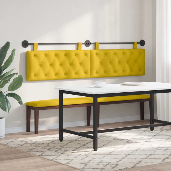 vidaXL Cabecera Colgante Amarillo 210 x 55 x 7 cm Terciopelo