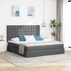 vidaXL Cama con tira de luces LED Gris oscuro 200 x 200 cm tela